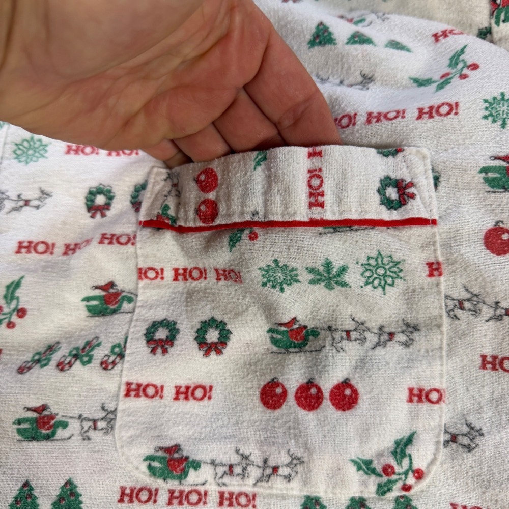 Vintage Oscar de la Renta Christmas Flannel Nightgown White Red L Grandmacore - Picture 4 of 9